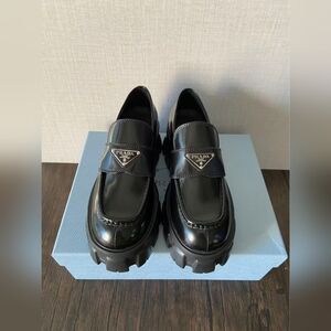 Prada Monolith patent leather loafers